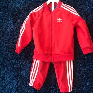 adidas tracksuit kids red